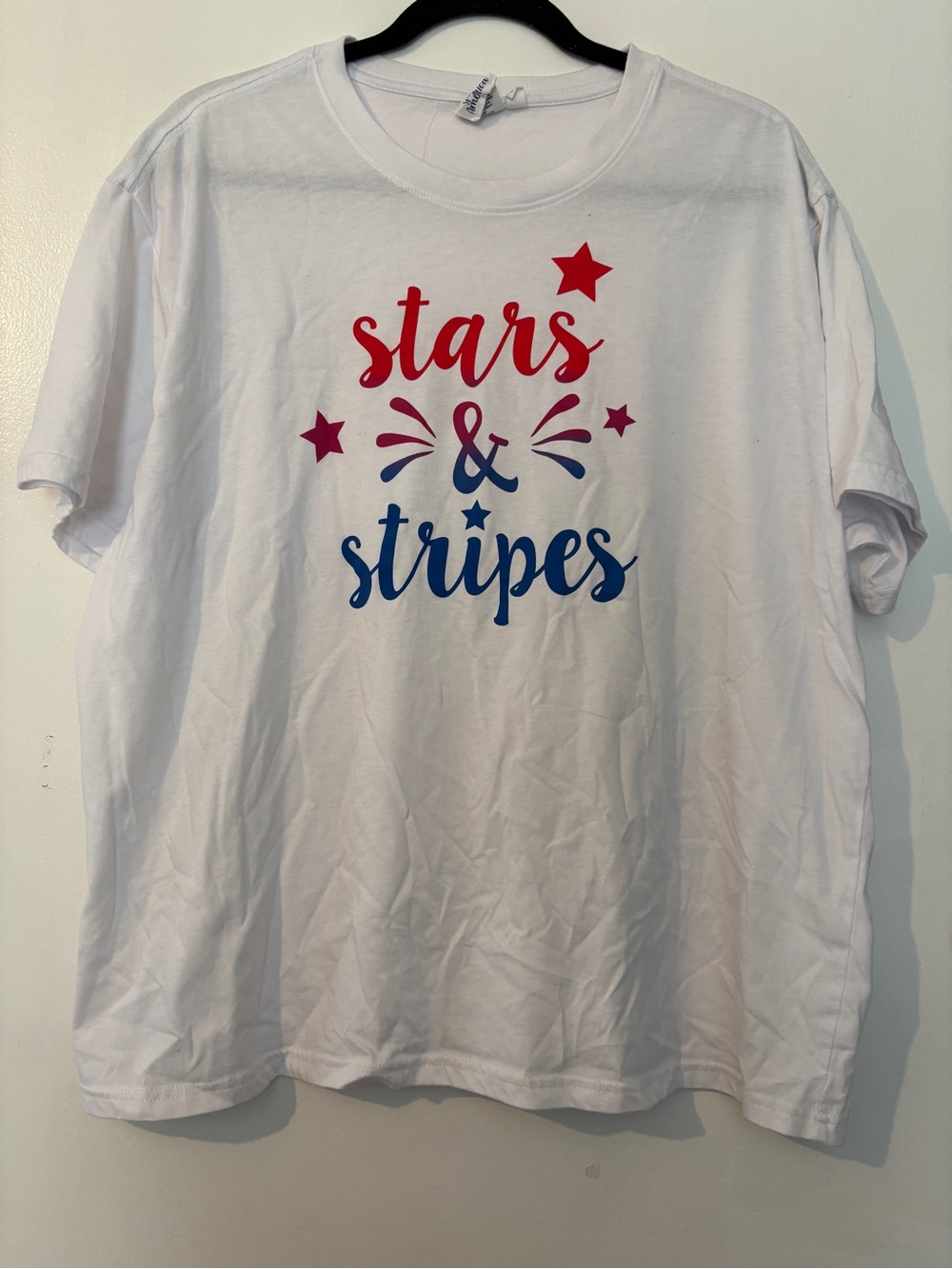 Stars & Stripes Graphic Tee - White with Red & Blue Print
